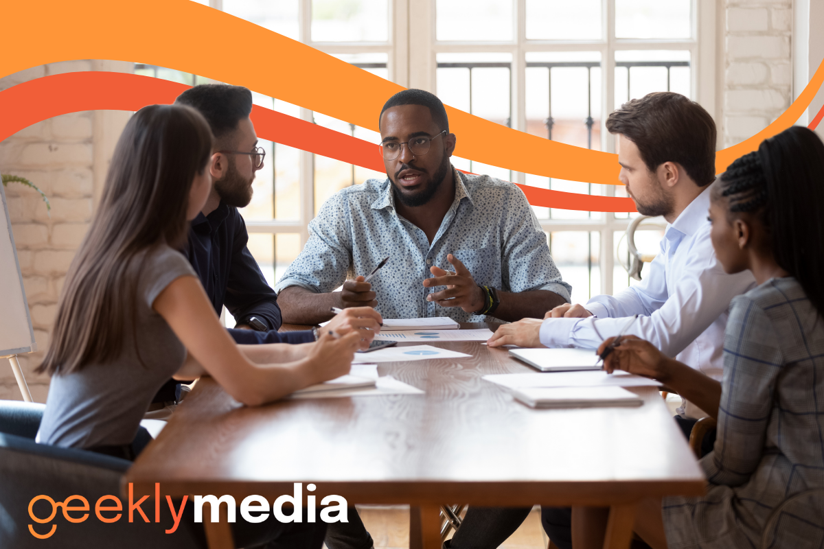 A team having a meeting at a table